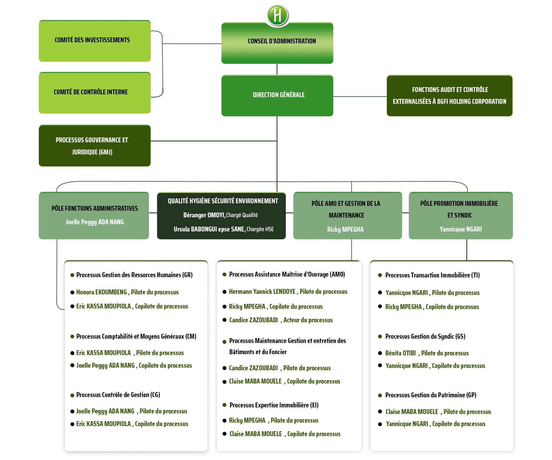 Organigramme BGFI Immobilier